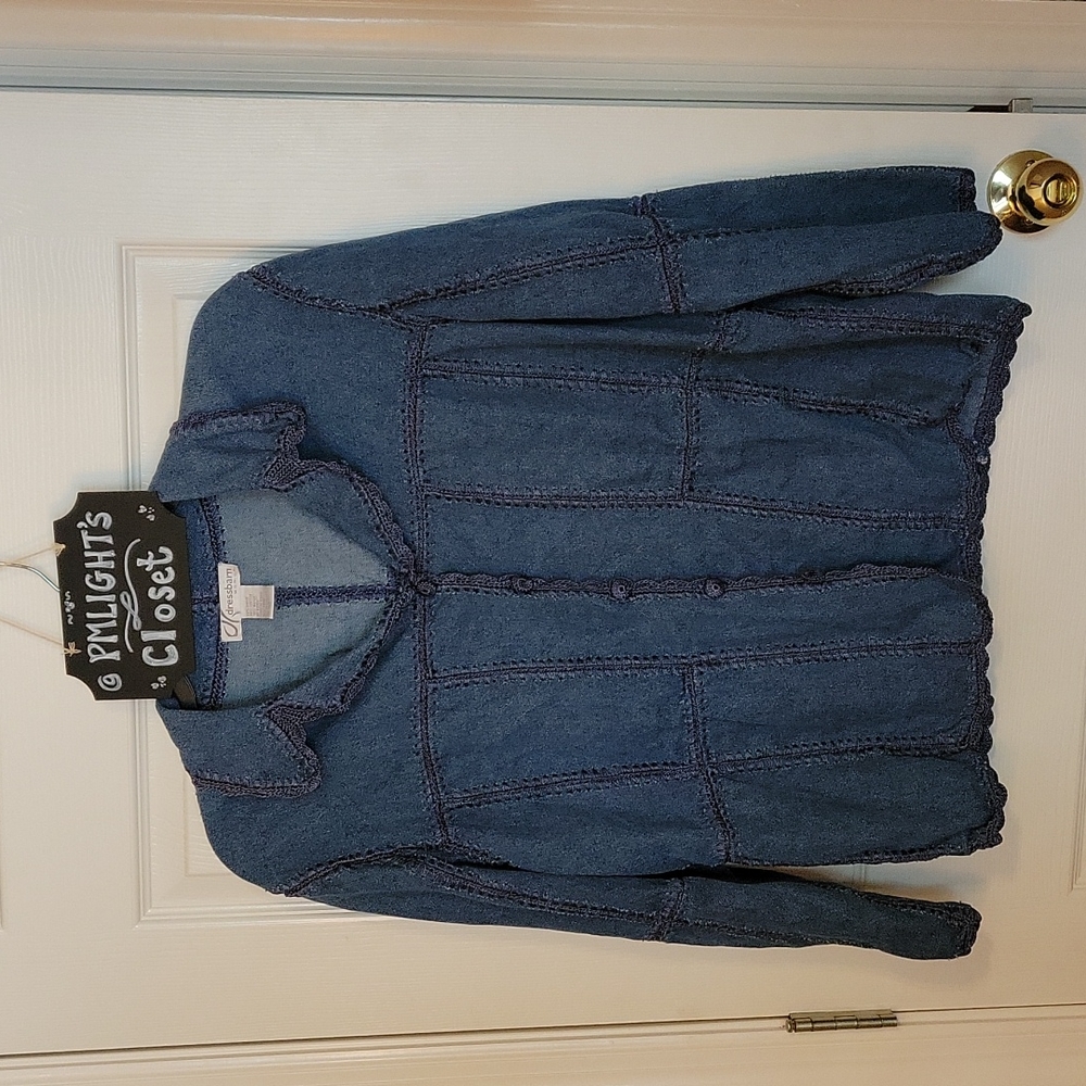 Dress Barn Denim Jacket 14W Patchwork Blue